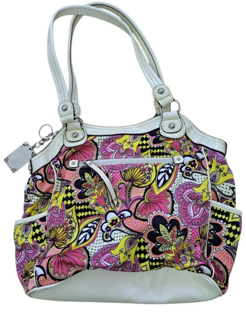 Genna De Rossi Y2K Satchel Bag Shoulder Cream Purse Pink Multi Pockets